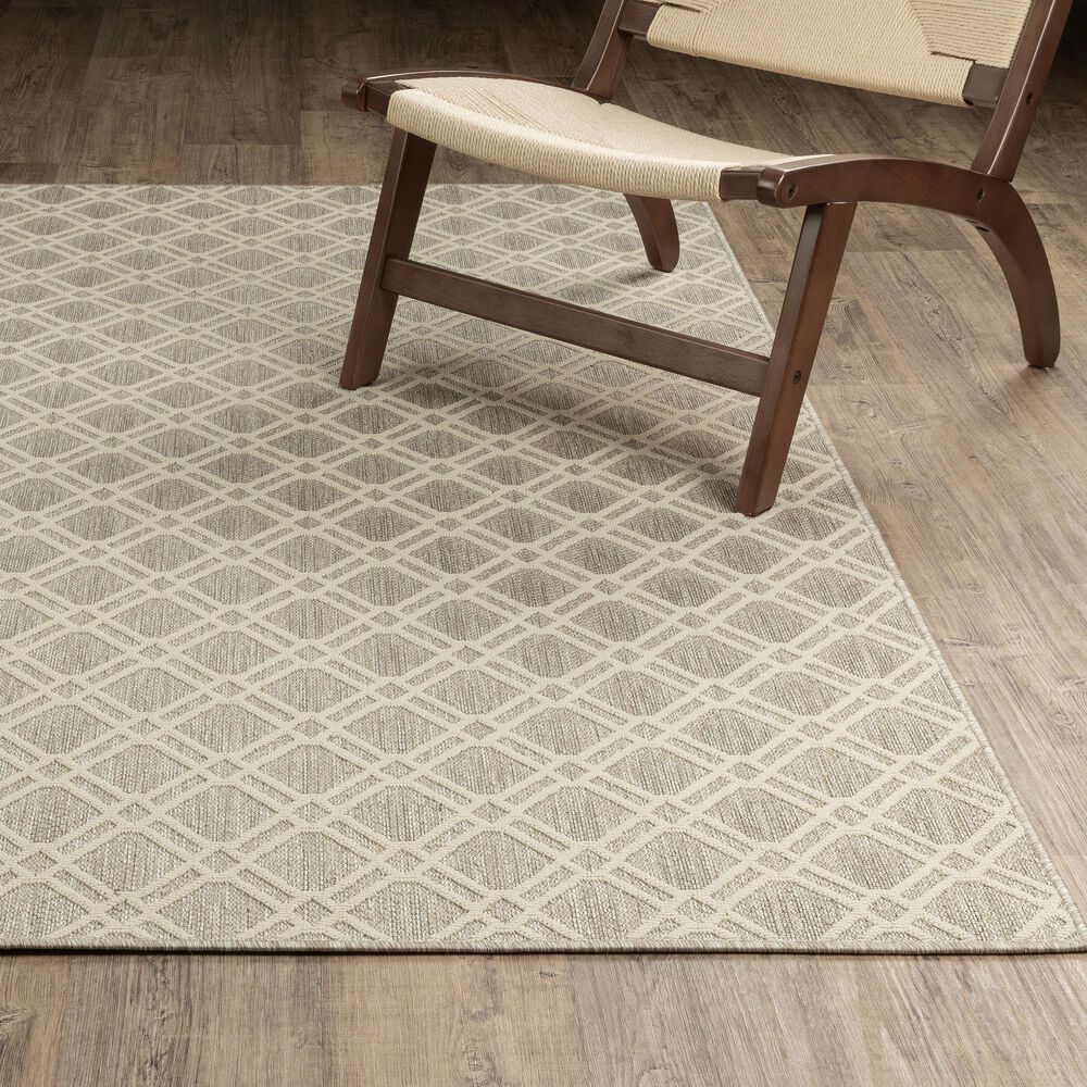 ROW by Oriental Weavers Zarina Ivory and Beige 5'3" x 7'3" Indoor/Outdoor Area Rug, , large