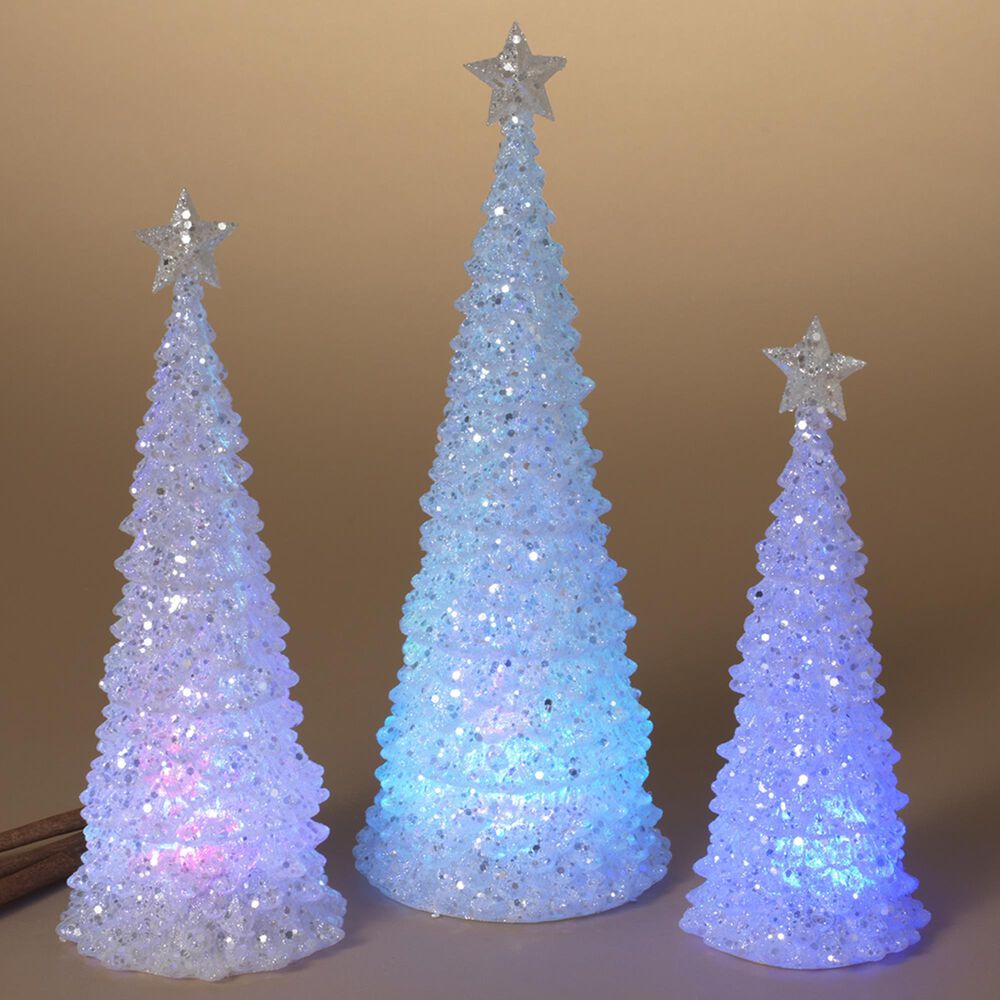 The Gerson Company 3-Piece Lighted Acrylic Christmas Tree Set in Assort, , large