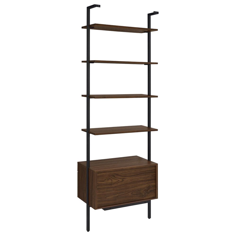 Coaster Owens 5-Shelf Storage Wall Bookcase in Walnut and Black, , large