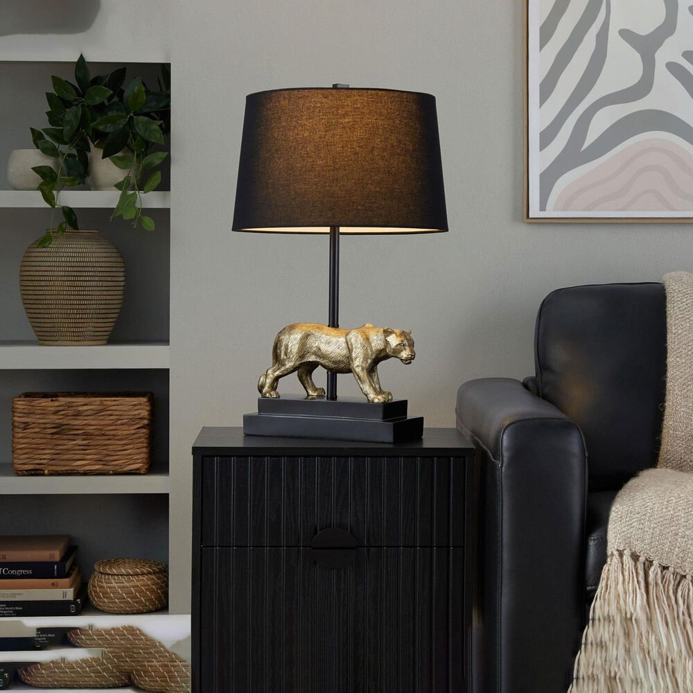 Grandview Gallery Panther Polyresin Table Lamp in Black and Gold, , large