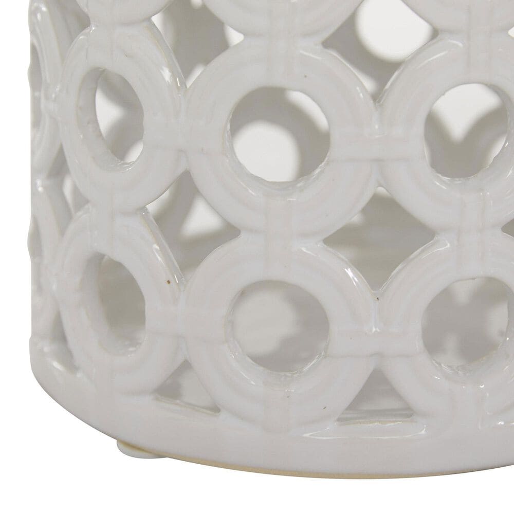 Maple and Jade 8&quot; Circles Decorative Indoor/Outdoor Decorative Candle Lantern in Polished White and Silver, , large
