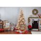 The Gerson Company 7.5" Pre-Lit Artificial Heavy Flocked Layered Spruce with White Lights in Green, , large