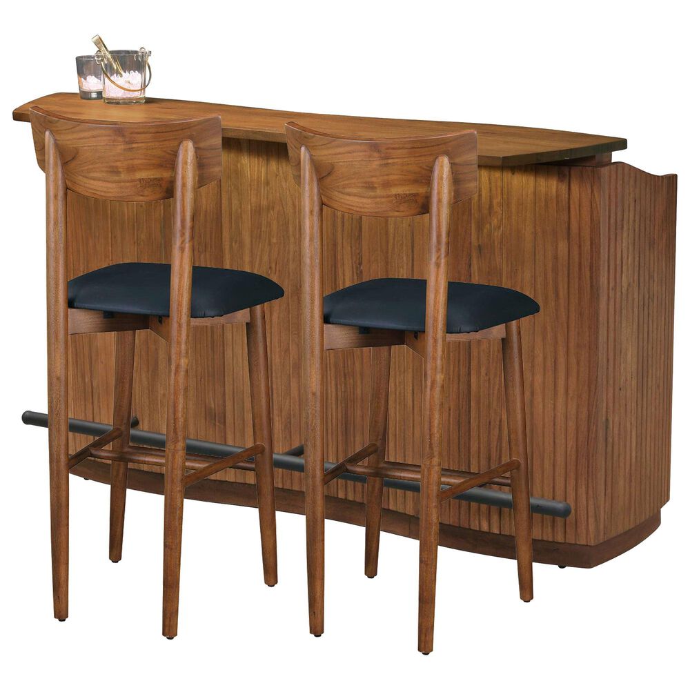 Howard Miller Thorin Counter Bar with 2-Barstool in Light Brown Finish and Black Faux Leather, , large