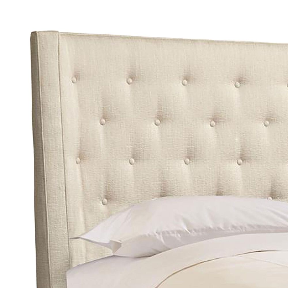 Bernhardt Maxime King Upholstered Wing Panel Bed in Cream, , large