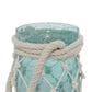 Maple and Jade 5" x 16" Indoor/Outdoor Candle Lantern with Rope Handle in Frosted Blue and Cream, , large