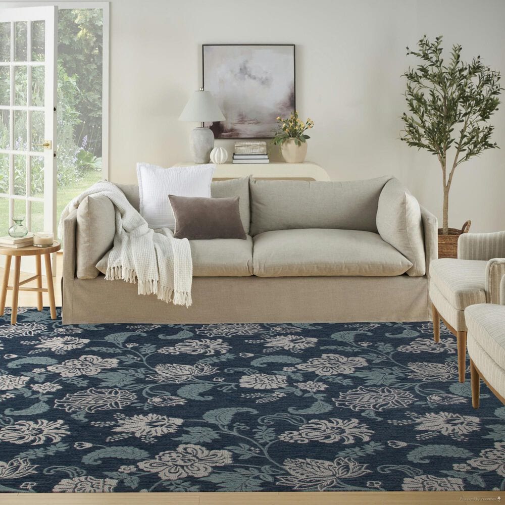 Nourison Garden Oasis GOA03 Navy 8&#39; x 10&#39; Indoor/Outdoor Area Rug, , large