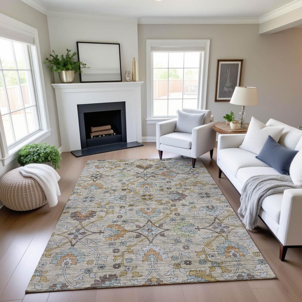 Dalyn Rug Company Silk Road Flax, Beige, Copper, Denim, Aloe and Gold 10&#39; x 14&#39; Area Rug, , large