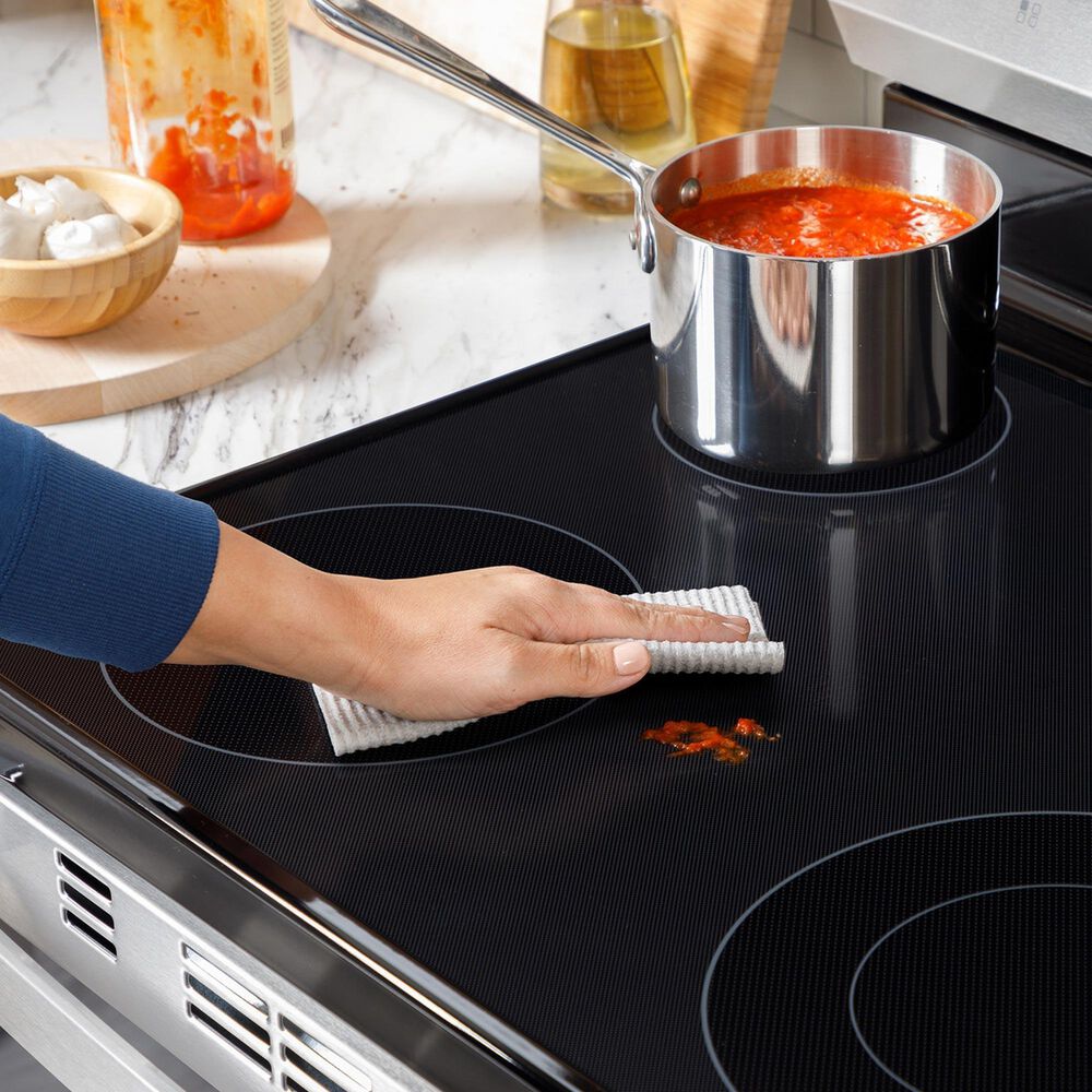 GE Appliances 30" Slide-In Electric Range with Crisp Mode in White, , large