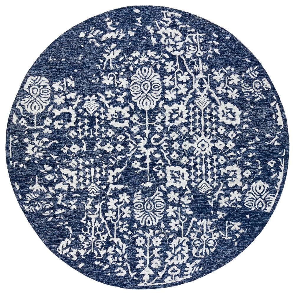 Surya Granada GND-2311 8" Round Dark Blue, Denim and Ivory Area Rug, , large