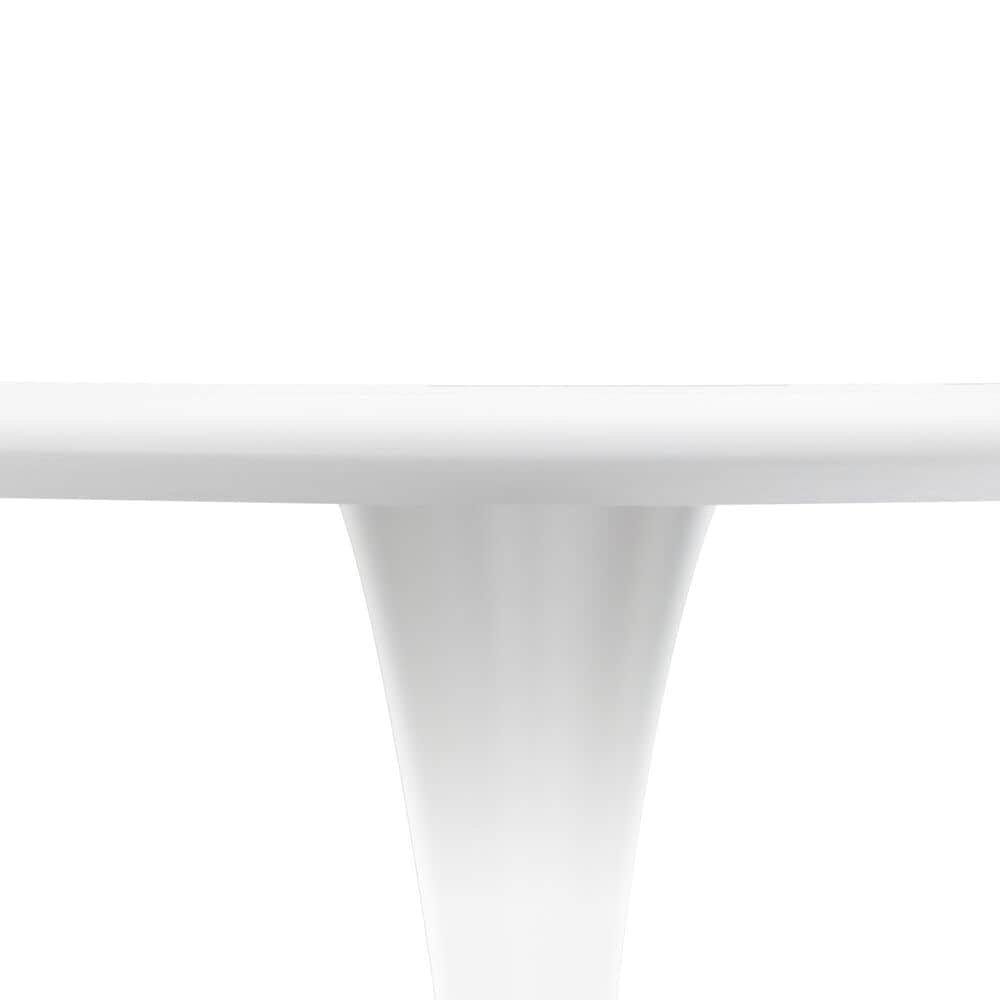 Leisuremod LeisureMod Bristol Mid-Century Modern Round Dining Table with Wood Top and Iron Pedestal Base with Gloss Finish for Kitchen and Dining Room, , large