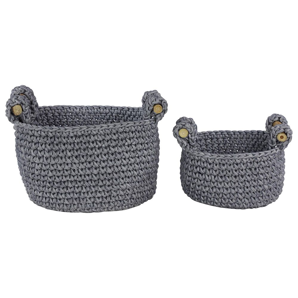 Maple and Jade Bohemian Storage Basket in Grey &#40;Set of 2&#41;, , large