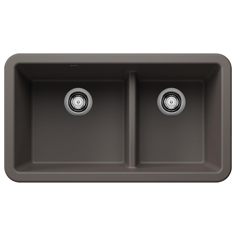 Blanco Ikon 33" Apron Low Divide Sink in Volcano Gray, , large