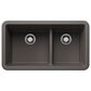 Blanco Ikon 33" Apron Low Divide Sink in Volcano Gray, , large