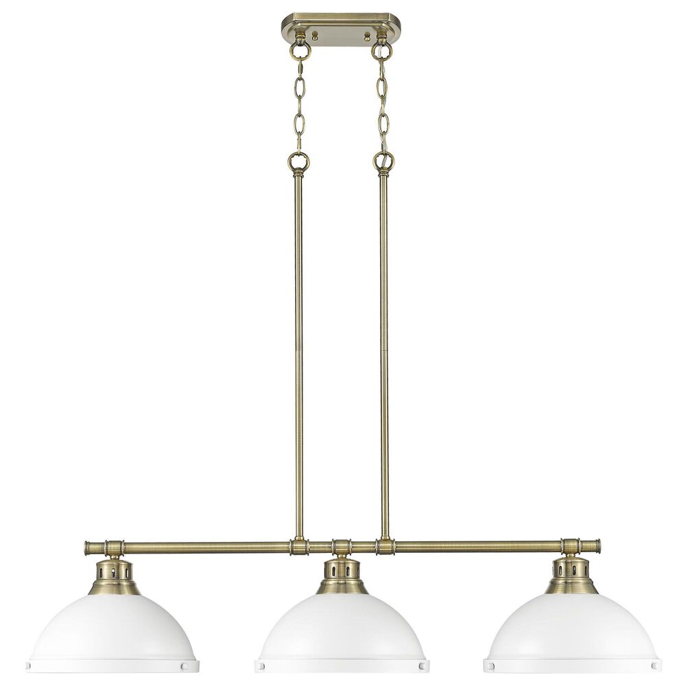 Golden Lighting Duncan 3-Light Pendant with Matte White Shade in Aged Brass, , large