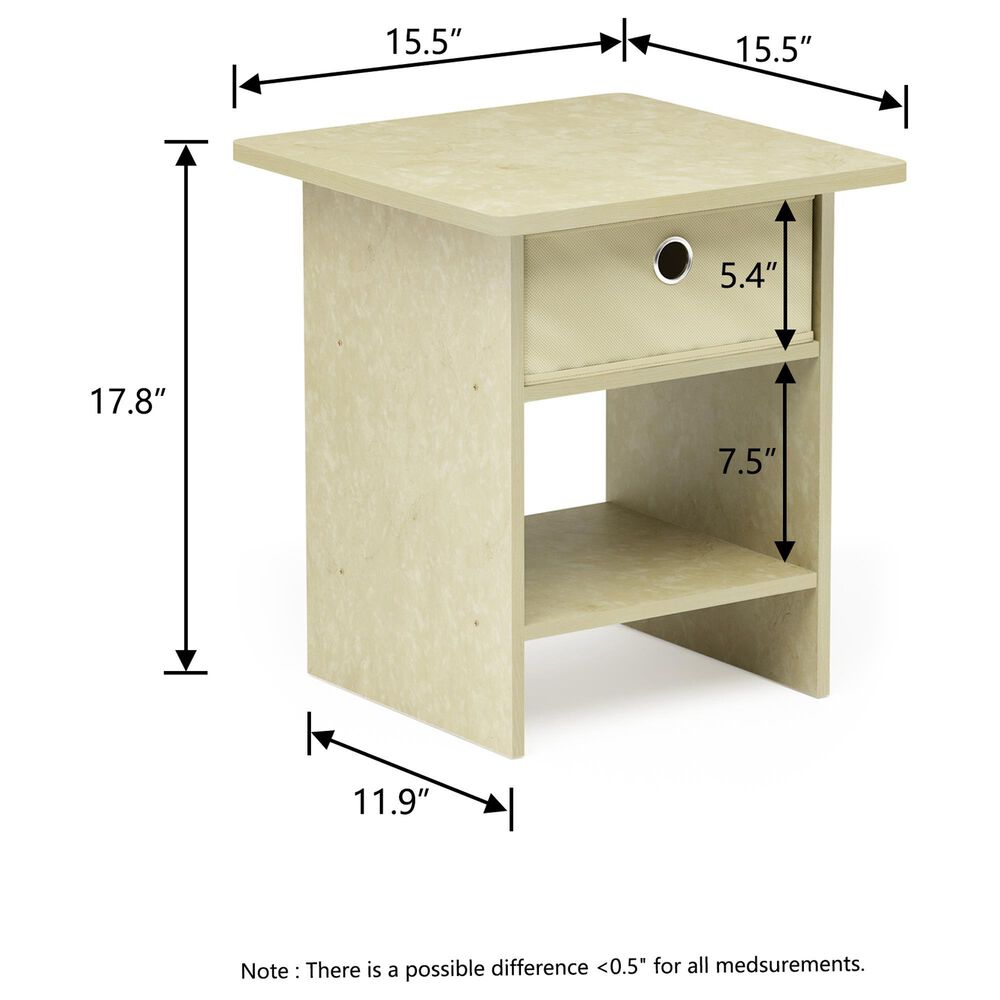 HOMLUX 1-Drawer Modern Nightstand with Open Shelf in Cream (Set of 2), , large