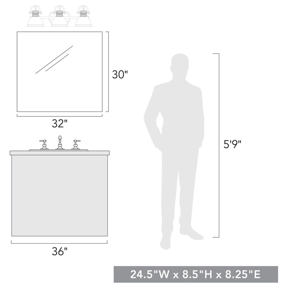 Golden Lighting Duncan 3-Light Bath Vanity in Pewter and Glossy Gray, , large