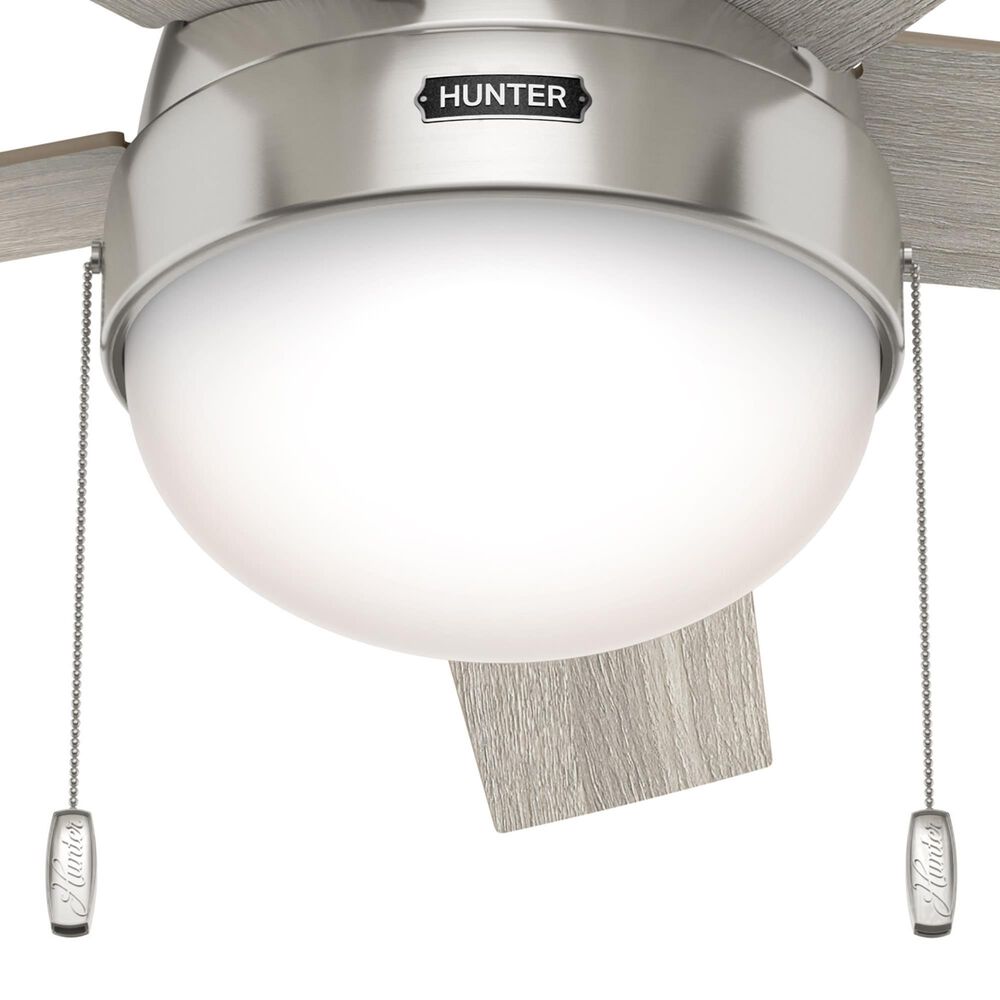 Hunter Anslee Low Profile 46&quot; Ceiling Fan with LED Lights in Brushed Nickel, , large