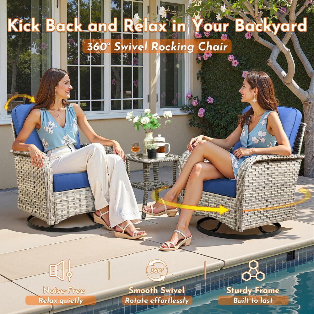 HOMLUX 9-Piece Modular Patio Conversation Set in Navy Blue, , large