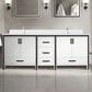 Lexora Home Ziva 84" Double Bathroom Vanity in White with 2 cm White Quartz Top and Rectangular Sinks, , large