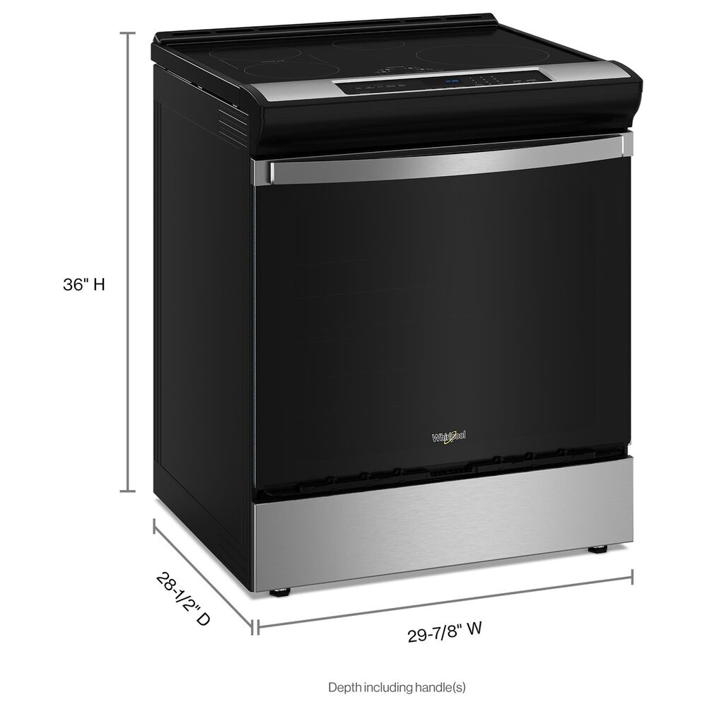 Whirlpool 2-Piece Kitchen Package with 6.4 Cu. Ft. Induction Range and 1.1 Cu. Ft. Flush Mount Microwave in Fingerprint Resistant Stainless Steel, , large