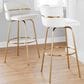 LumiSource Cinch 30" Swivel Barstool with Cream Upholstery in Gold (Set of 2), , large