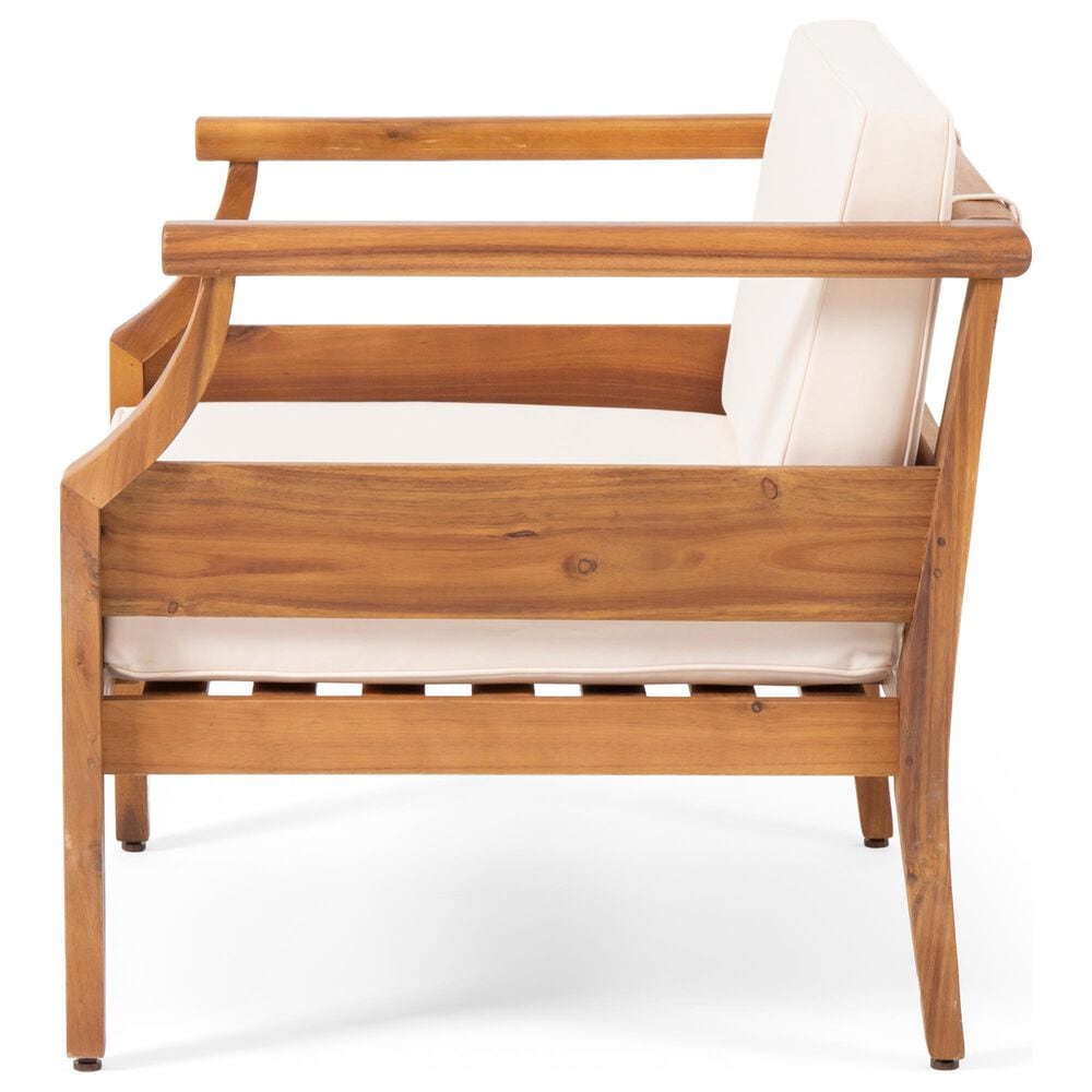 Hearth and Haven Aston Outdoor Club Chair with Cream Cushion in Teak, , large