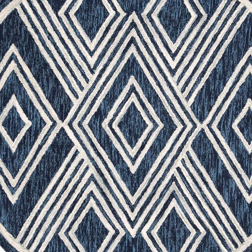 Safavieh Micro-Loop MLP156N 7&#39; Round Navy and Ivory Area Rug, , large