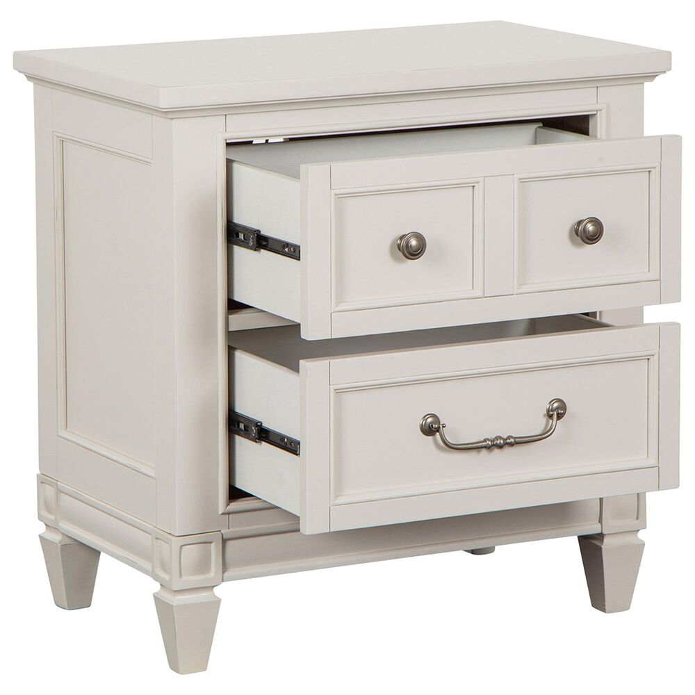 Nicolette Home Willowbrook King Storage Bed with Upholstered Headboard with Two Nightstands in Egg Shell White, , large