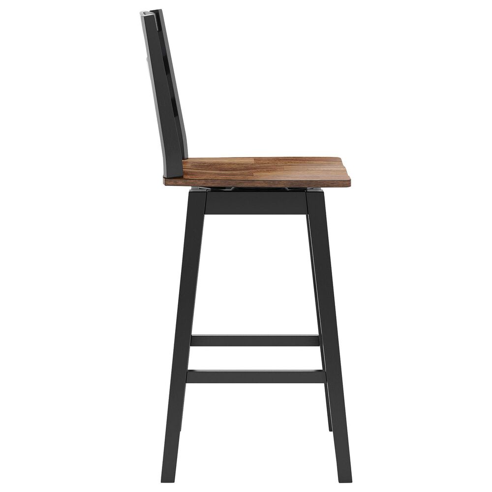 Ashley Wildenauer Swivel Bar Stool in Brown and Satin Black, , large