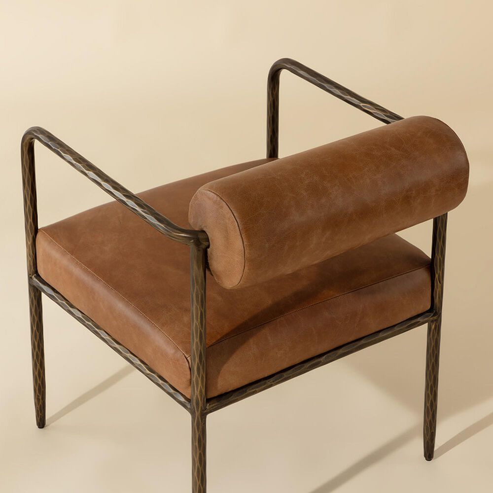 Club Collection By Sunpan Ajani Arm Chair with Tan Cushion in Antique Brass, , large