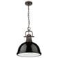 Golden Lighting Duncan 1-Light Pendant with Chain and Black Shade in Rubbed Bronze, , large