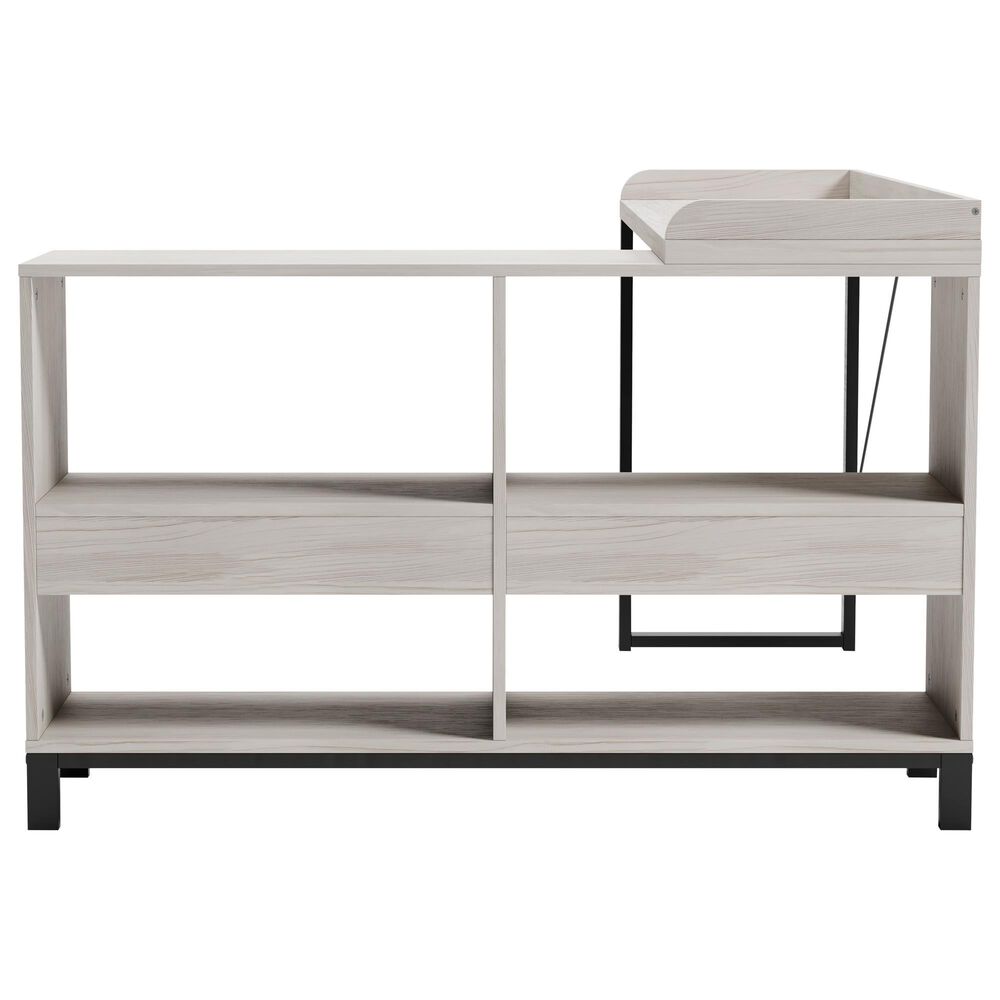 Ashley Bayflynn L-Desk in Whitewashed and Black, , large