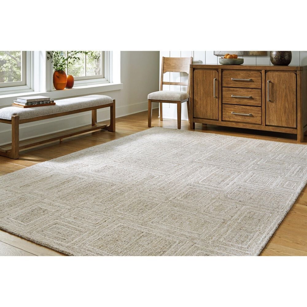 Ashley Brickburgh 8&#39; x 10&#39; Gray, Ivory and Honey Area Rug, , large