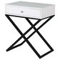 HOMLUX 1-Drawer Nightstand with Cross Base in White and Black, , large