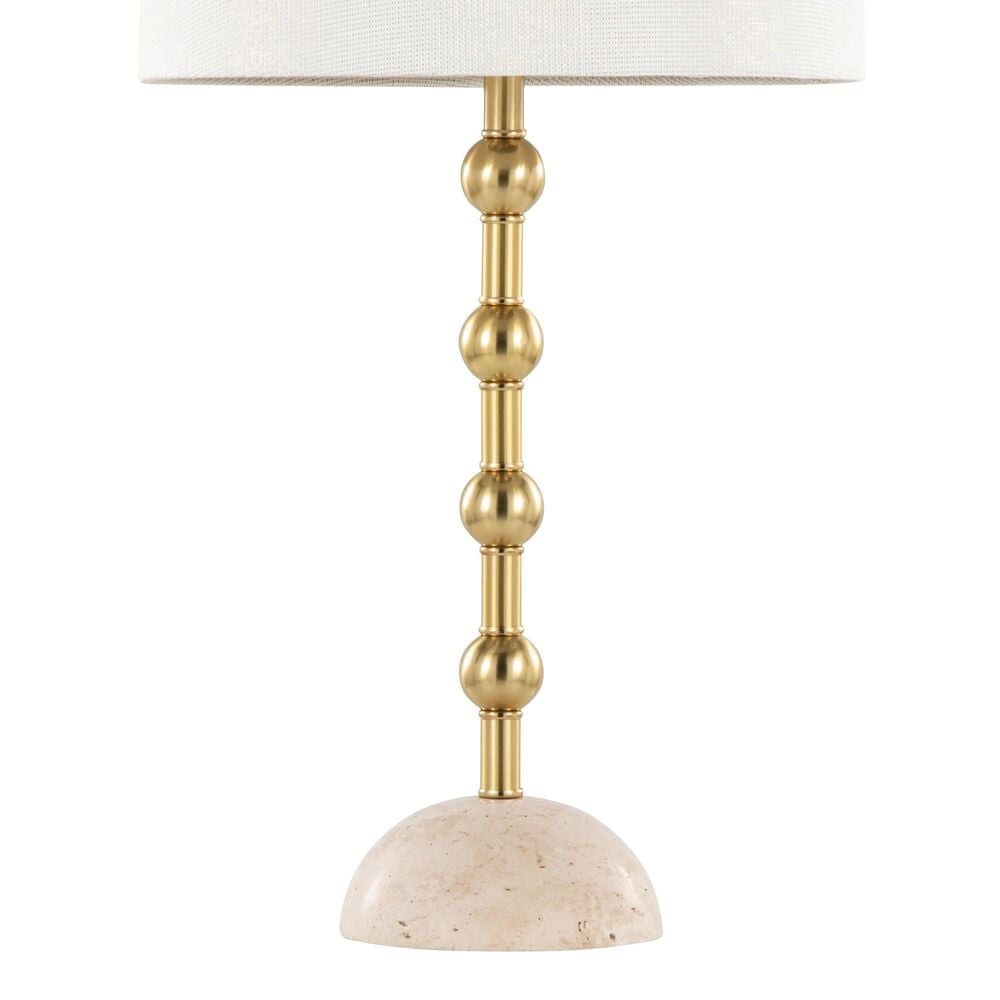 LumiSource Malibu Table Lamp with Off-White Shade in Gold (Set of 2), , large