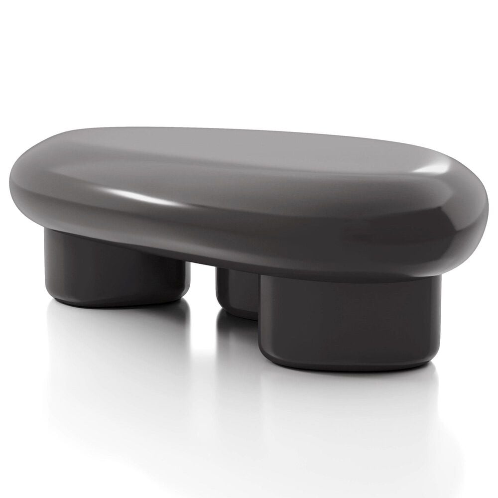 Furniture of America Rene Low Profile Glossy Coffee Table in Dark Gray, , large