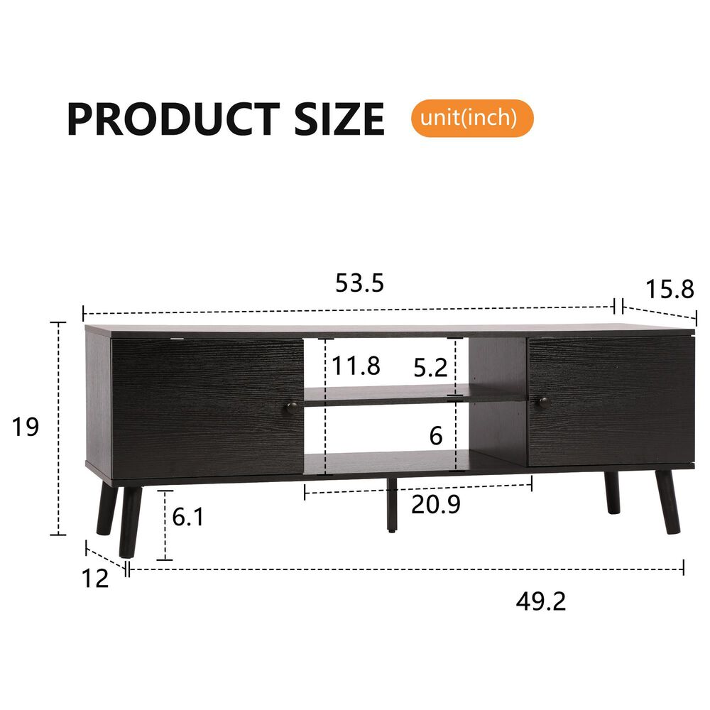 FDW 53.5" TV Stand in Black, , large