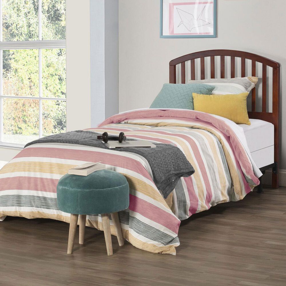 Richlands Furniture Carolina Twin Slat Headboard and Bedframe in Walnut, , large