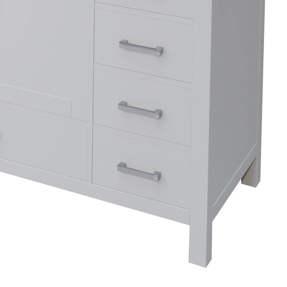 Lexora Home Jacques 84&quot; Double Bathroom Vanity in White with 2 cm White Carrara Marble Top and Rectangular Sinks, , large
