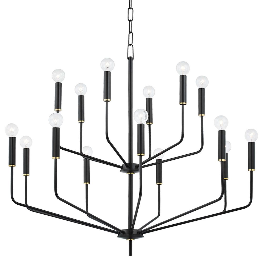 Mitzi Lighting Bailey 15-Light Chandelier in Aged Brass and Soft Black, , large
