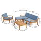 Noble House Wilcox 6-Piece Patio Sectional Sofa Set in Teak, , large