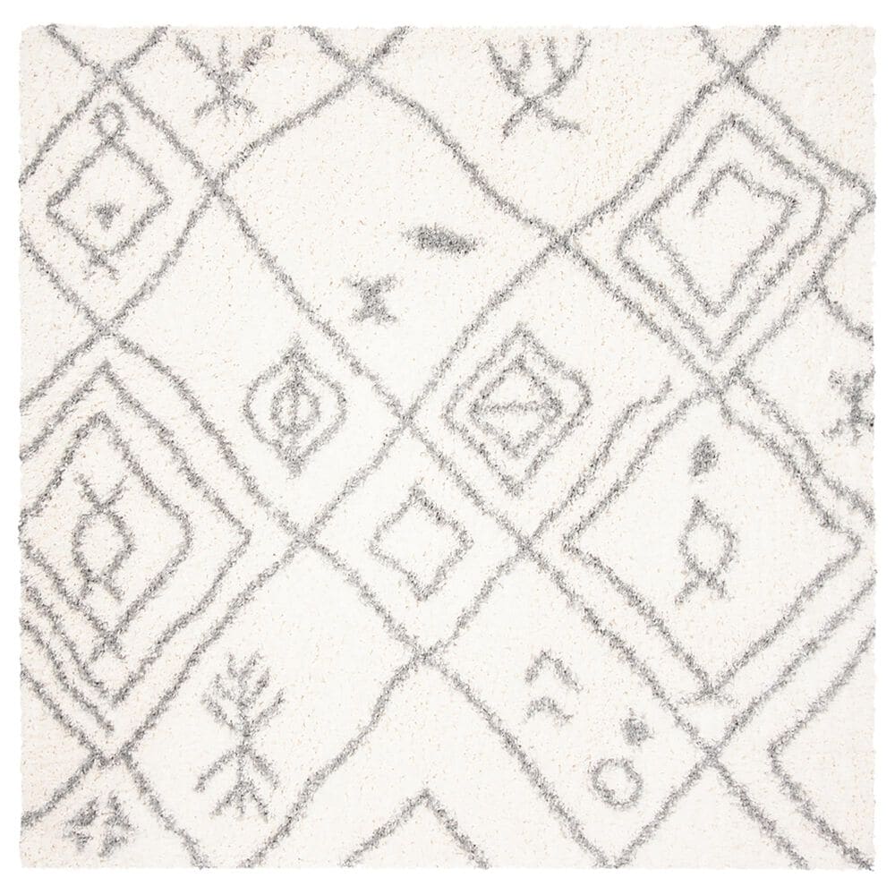 Safavieh Parma Shag PMA583A 6"7" Square Cream and Grey Area Rug, , large