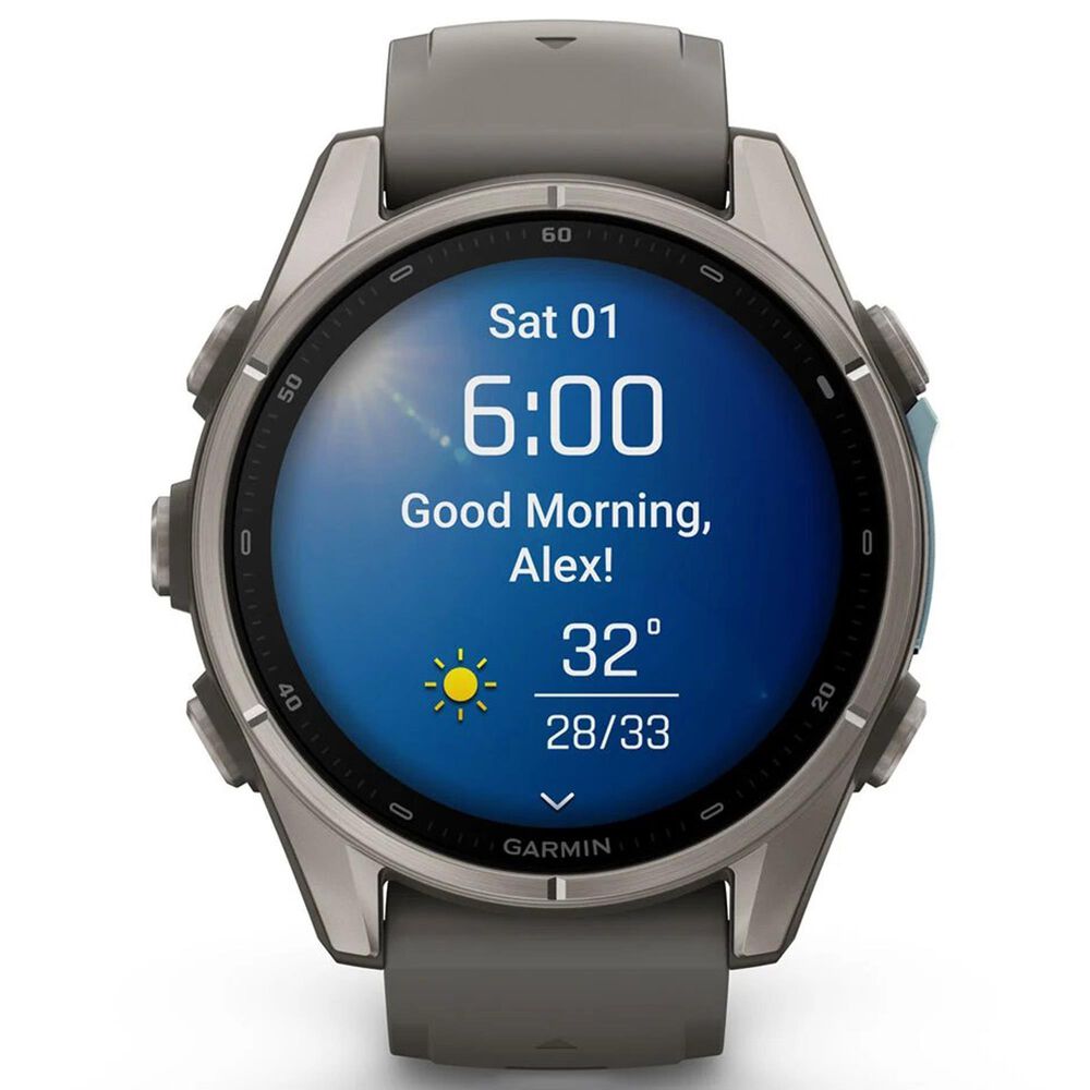 Garmin fenix 9 Smartwatch 43mm Titanium with Pebble Gray Silicone Band, , large
