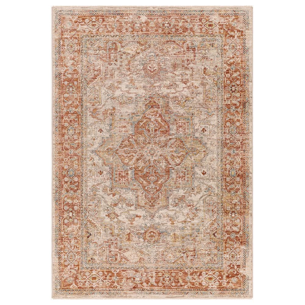 Surya Aspendos APS-2320 7"10" x 10"2" Rust, Teal, Mustard, Black, Medium Gray, Charcoal and Light Beige Area Rug, , large