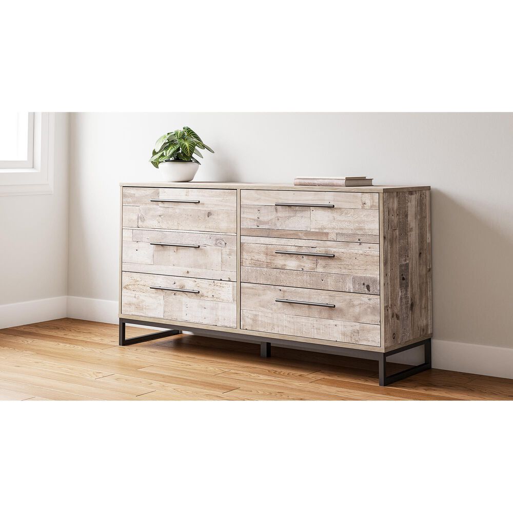 Ashley Neilsville 6-Drawer Dresser in Whitewash and Dark Pewter, , large