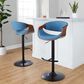 LumiSource Curvo Swivel Adjustable Barstool with Blue Upholstery in Black and Walnut (Set of 2), , large