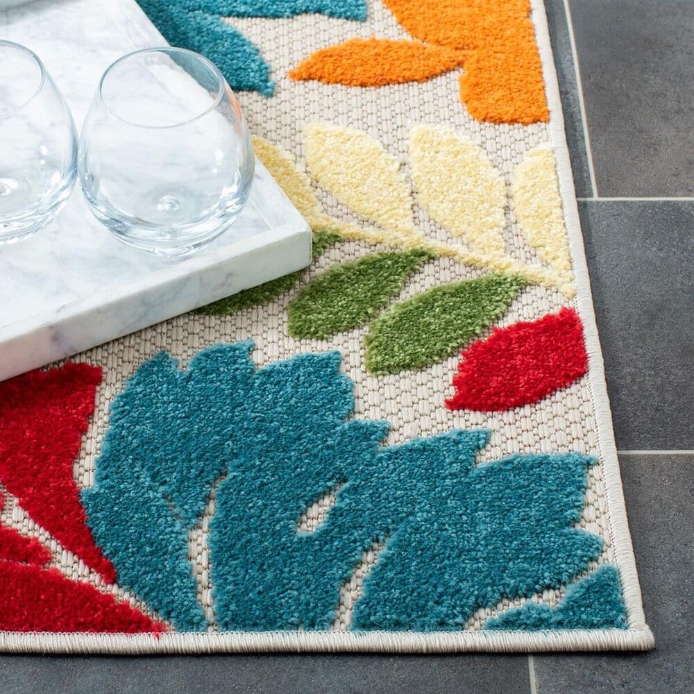 Safavieh Cabana CBN308A 4&#39;5&quot; x 6&#39;5&quot; Ivory and Orange Indoor/Outdoor Area Performance Rug, , large