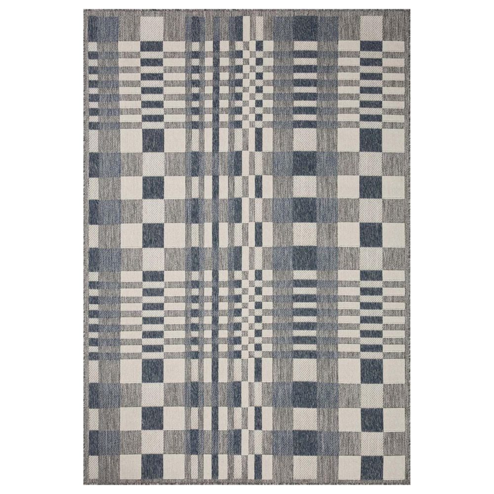 Loloi II Rainier 7"10" x 10"10" Ivory and Denim Indoor/Outdoor Area Performance Rug, , large