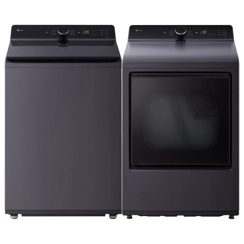 LG 5.5 Cu. Ft. Top Load Washer and 7.3 Cu. Ft. Gas Dryer with AI Sensing in Matte Black, , large