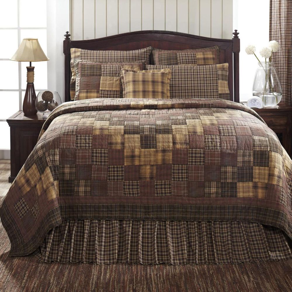 VHC Prescott 94" x 94" Queen Quilt in Brown, White and Tan, , large